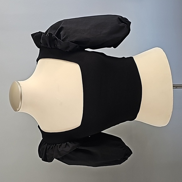 Zara Black Crop Top  with Beautiful Puffy Sleeves - Picture 1 of 4